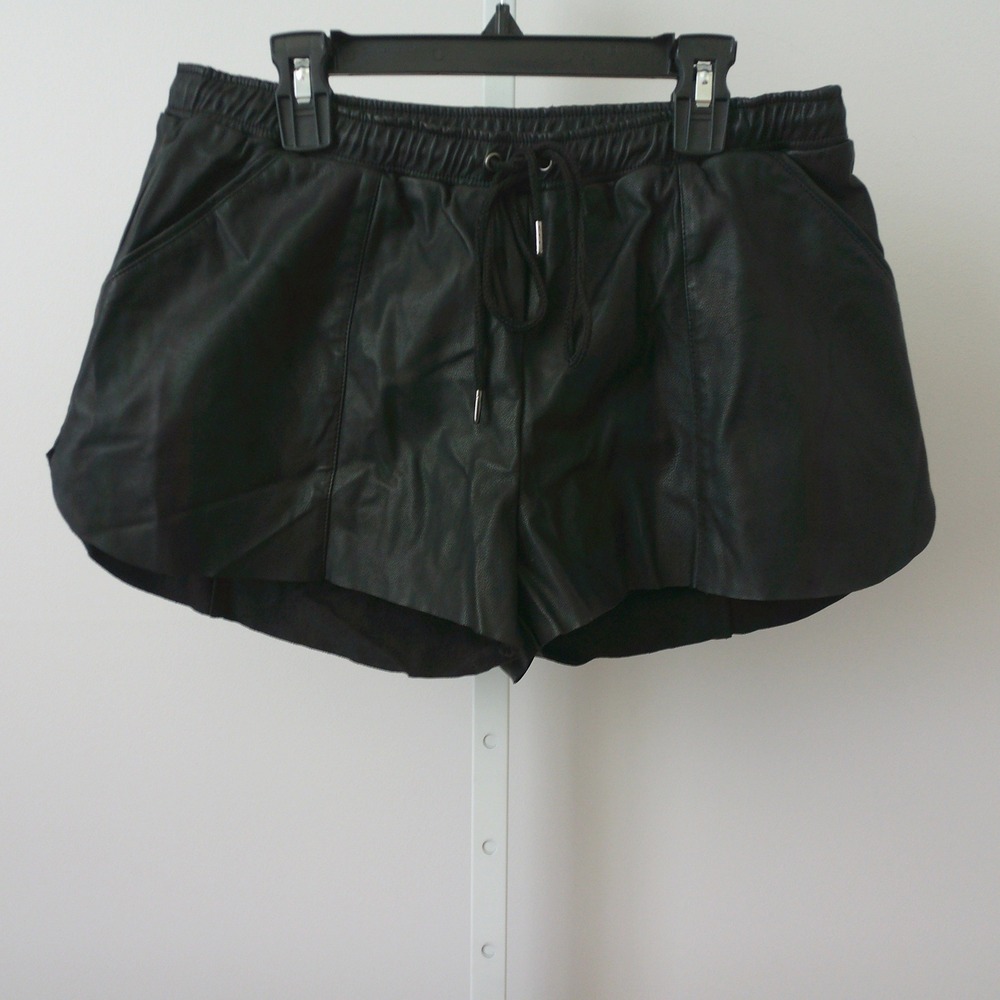 David Lerner MobWife Office Siren Edgy Chic Drawstring Shorts L Black